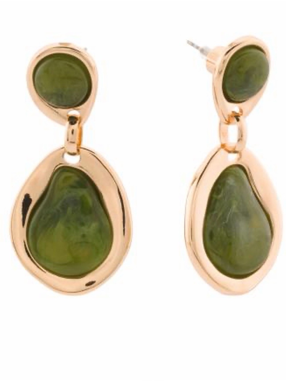 NWT ⚜️💚⚜️ Piper K Golden Tone Drop Earrings with Green Resin Accents